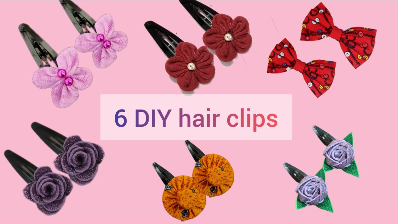 6 DIY hair clips making at home || DIY hair clips || Hair accessories