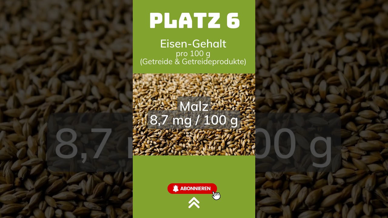 Top 10 Eisengehalt | Eisenreiche Getreide pro 100 g | Vegan & Gesund | Eisen