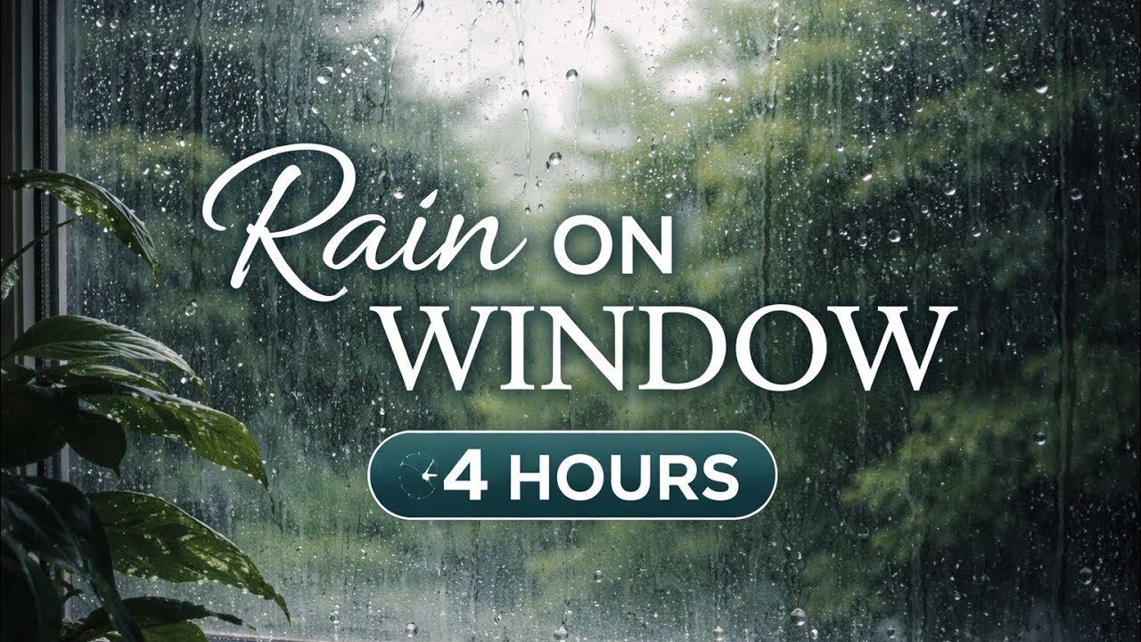 4 Hours Rain🌧 On Window With Windy Trees | Relaxing Rain Sounds For Sleep, Study & Relaxation 