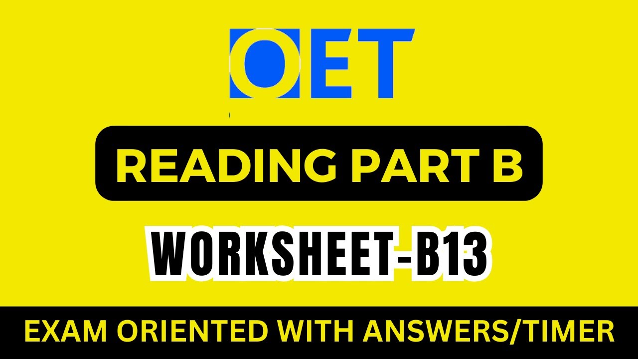 OET Reading PART B worksheet OET 2.0 Online Classroom