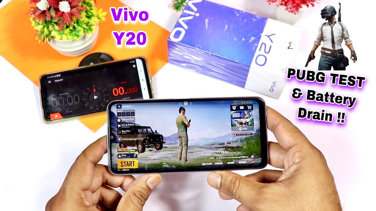 Vivo Y20 PUBG Test & Battery Drain| Gaming Review |5000Mah Battery Drain with PUBG !!