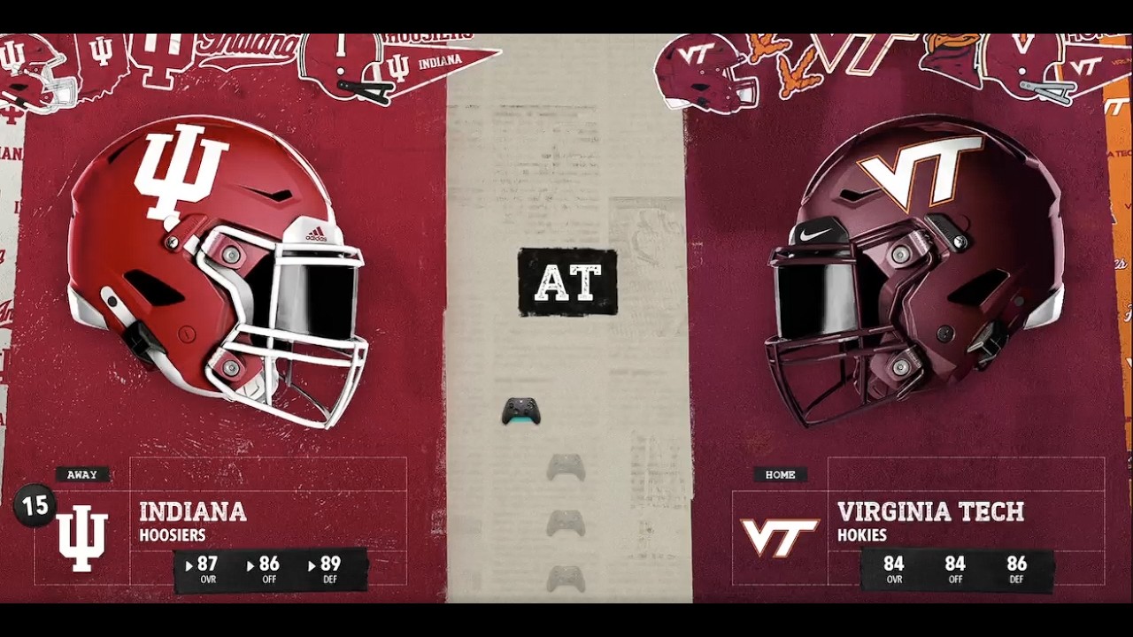 NCAA 26 Indiana rebuild 2036 week 1 Vs. Virginia Tech