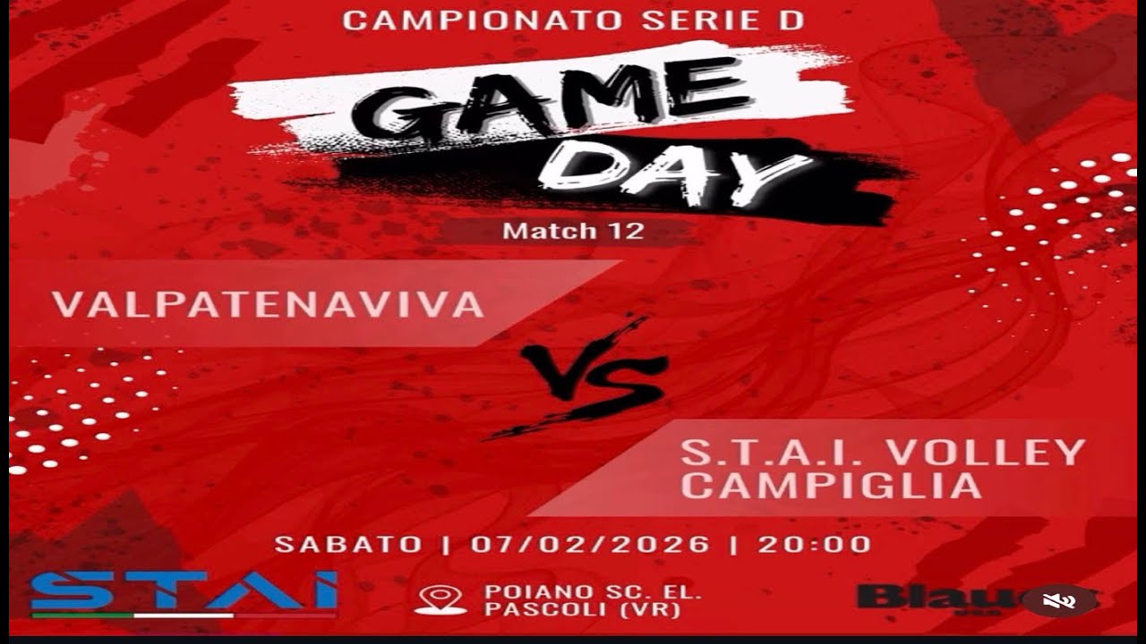 Match 12)  VALPANTENAVIVA SERIE D vs. BLAUER-STAI Campiglia SERIE D 7 febbraio ore 20.30