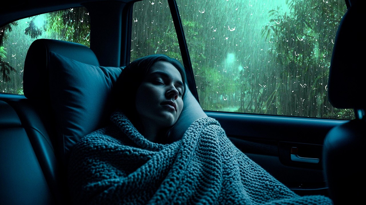 Soothing Rain & Thunder on a Cozy Car 🌙 White Noise for Instant Sleep and Stress Relief