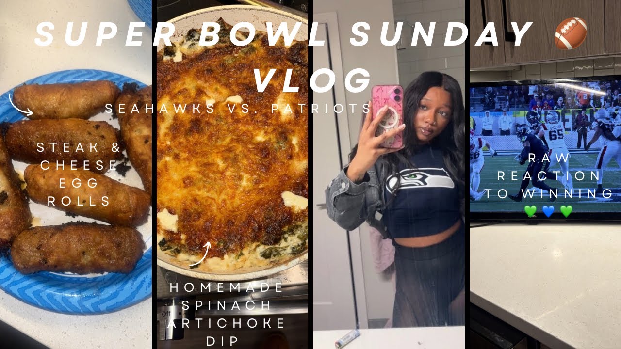 Super Bowl Sunday Vlog 🏈 : Homemade Game Day Food + Raw Reaction to the game 