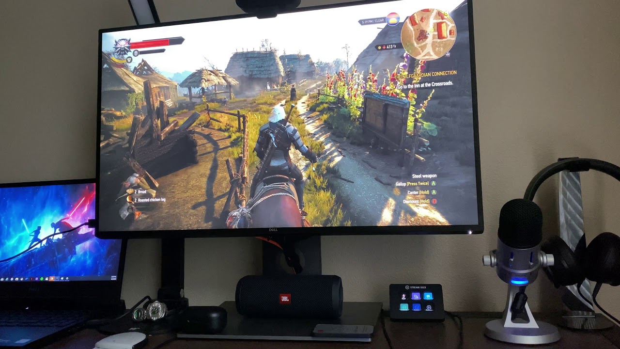 Witcher III game play DELL G7 Laptop/DELL U2718Q 4K HDR Monitor
