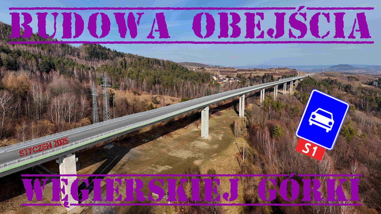 Budowa obejścia Węgierskiej Górki (S1 Przybędza-Milówka) STYCZEŃ 2025 [DRON][4K]