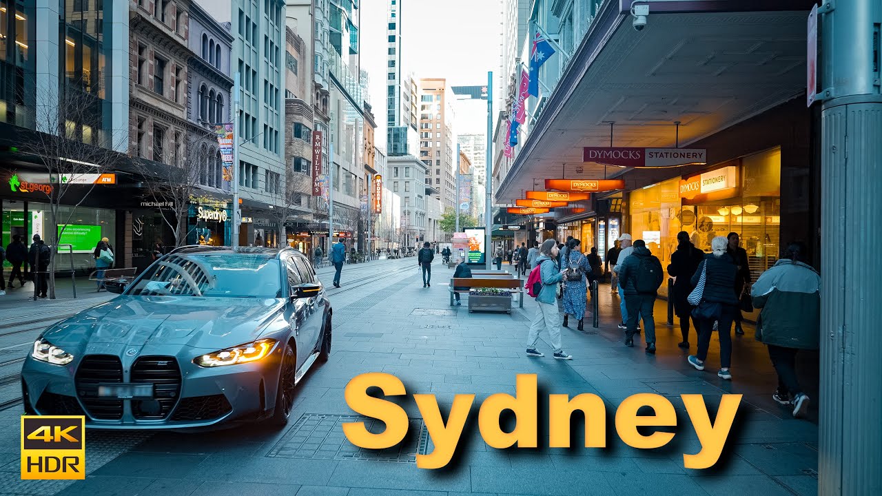 Sydney Australia Walking Tour - George Street in the Morning | 4K HDR