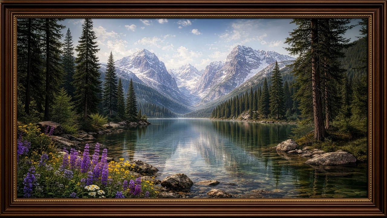 Peaceful Mountain Lake | Relaxing Nature Background, Soft Music for Study, Work & Reflection