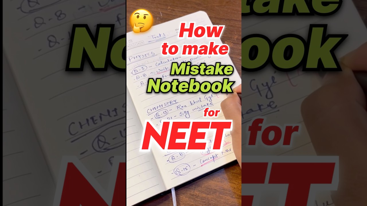 📝4 Steps To Make **Mistake Notebook** for NEET Exam⁉️Score 600 Marks💯 #neet #mbbs #shorts
