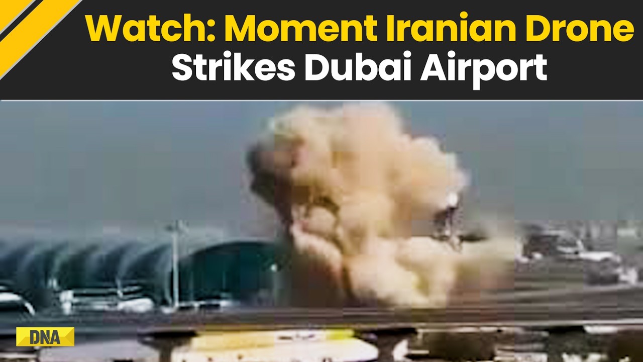 Watch: Moment Iranian Drone Struck Dubai International Airport's Runway | Israel Iran War