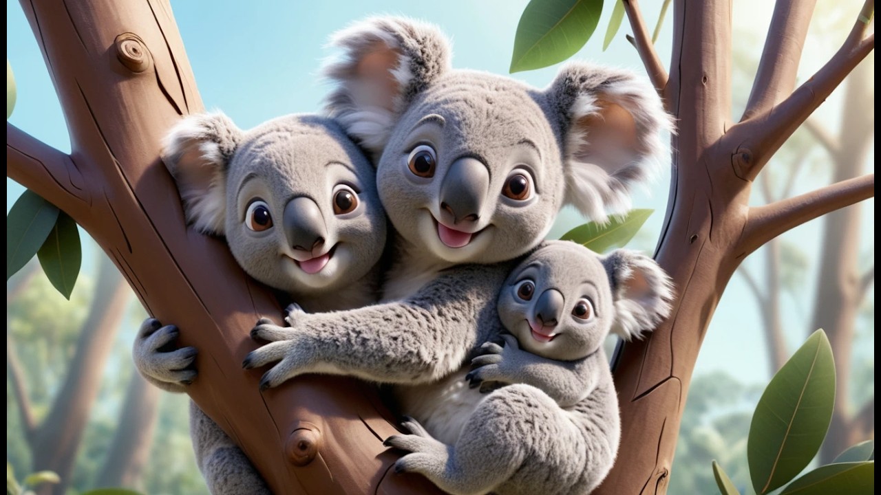 Five Little Koalas Hugging the Trees | Sweet Animal Song & Nature Rhymes