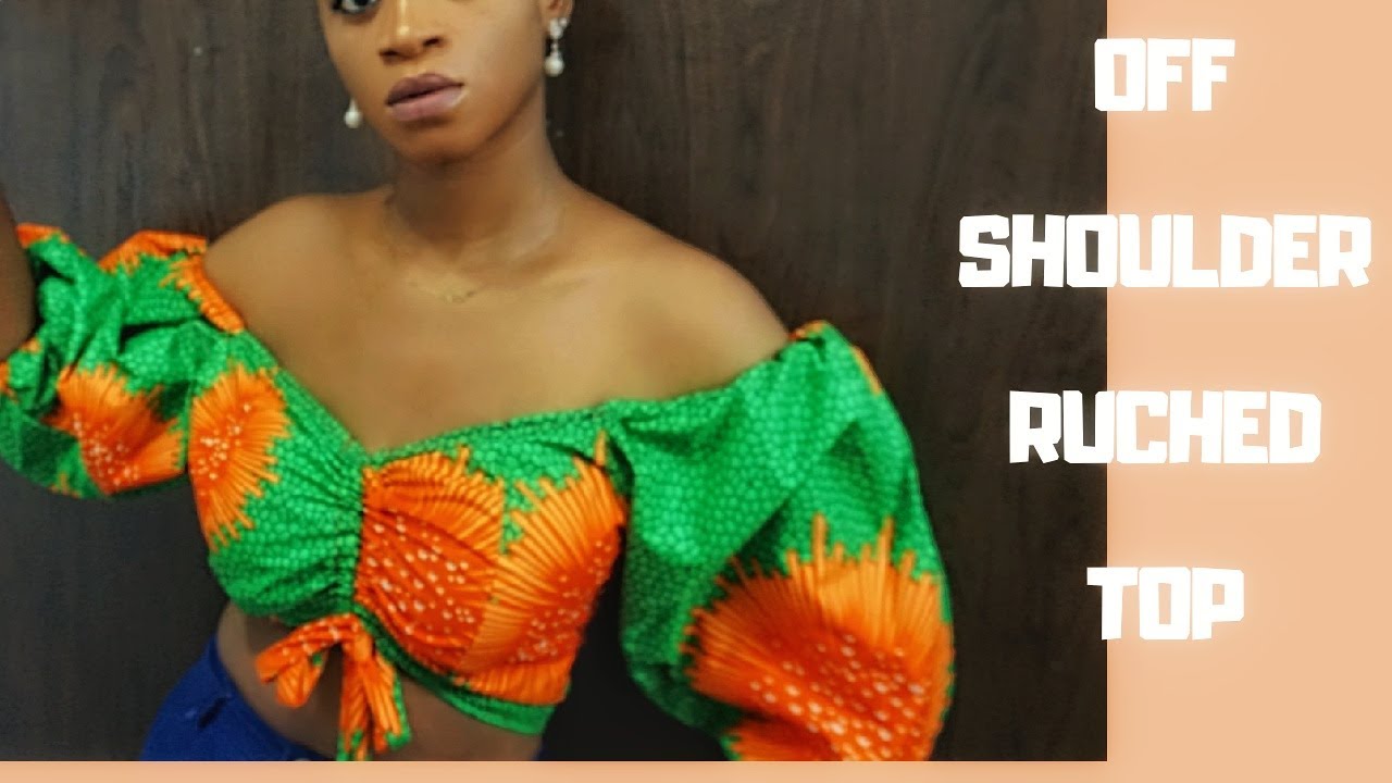 Diy off shoulder ruched | Gathered  crop top