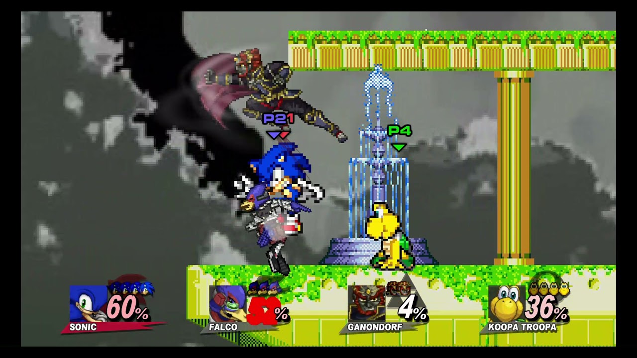 Super Smash Flash 2 Project B: SSBU Sonic Vs Falco Vs Ganondorf Vs Koopa Troopa (Part 1)