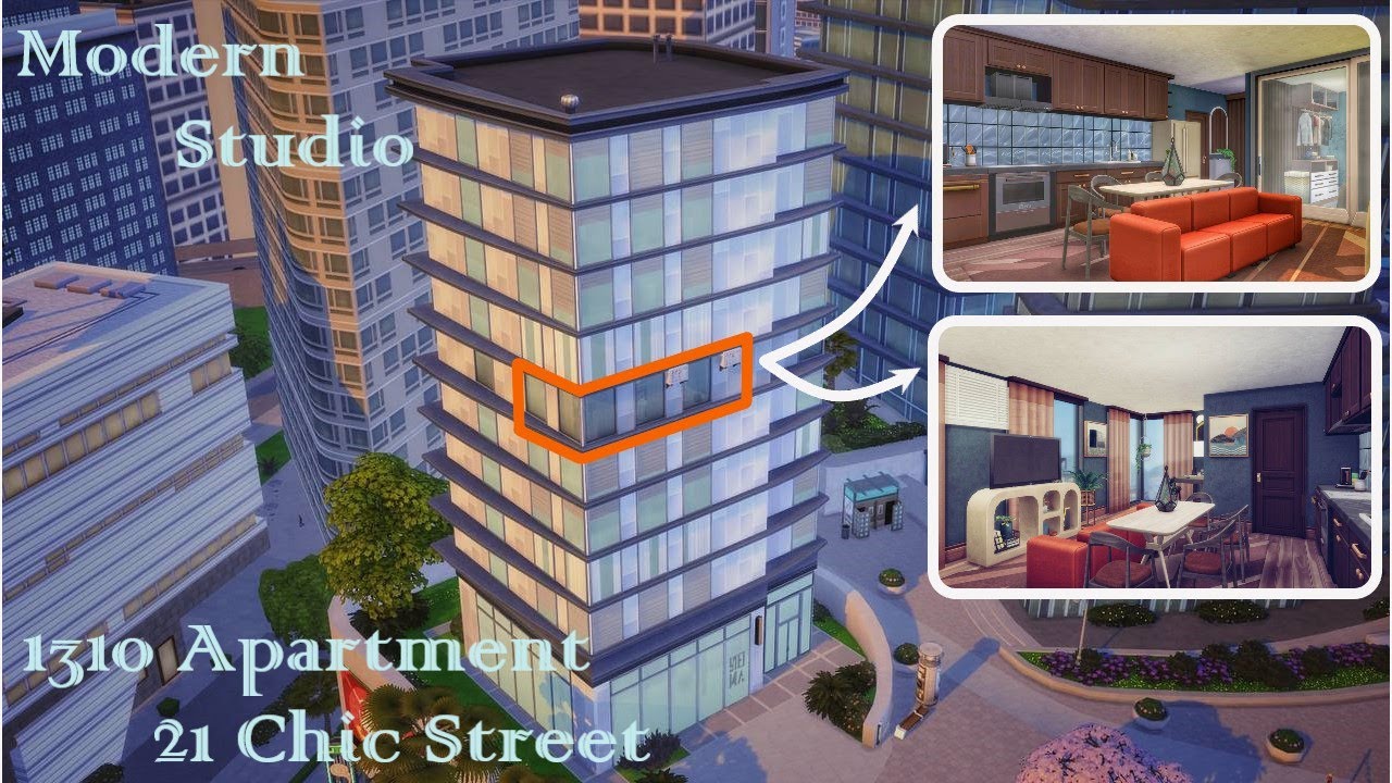 Modern Minimalist Studio | 21 Chic Street | 1310  Apartment Renovation | Sims4 - Speed Build (No CC)