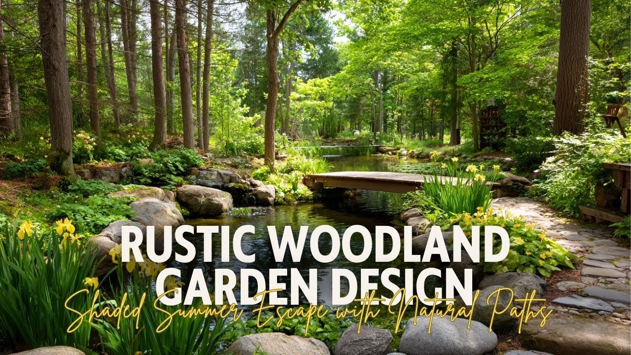 Rustic Woodland Garden Design  Shaded Summer Escape with Natural Paths & Vintage Touches