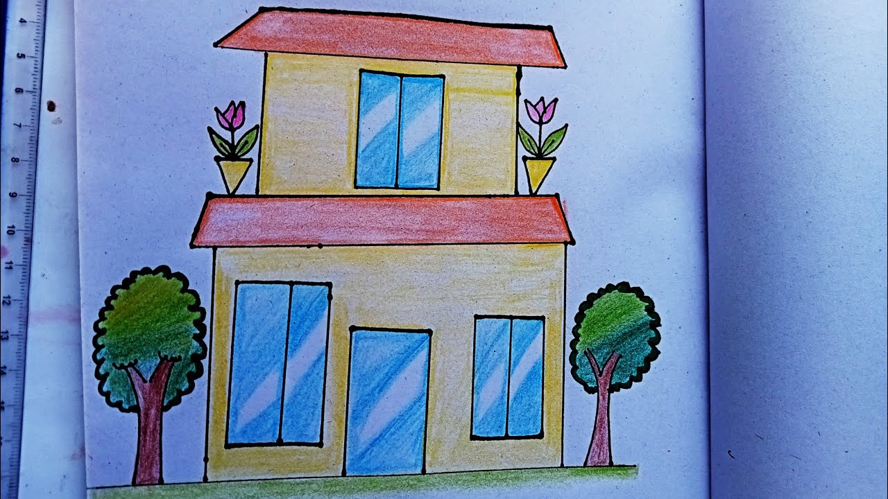 House Drawing / How to Draw a House / House Drawing Easy Step By Step For Beginners / Ghar Drawing 