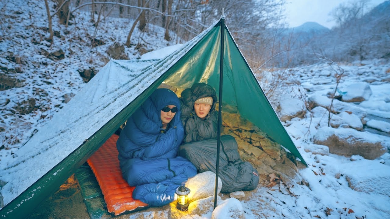 영하 10도 강추위, 산속 계곡에서 텐트 없이 생존하기