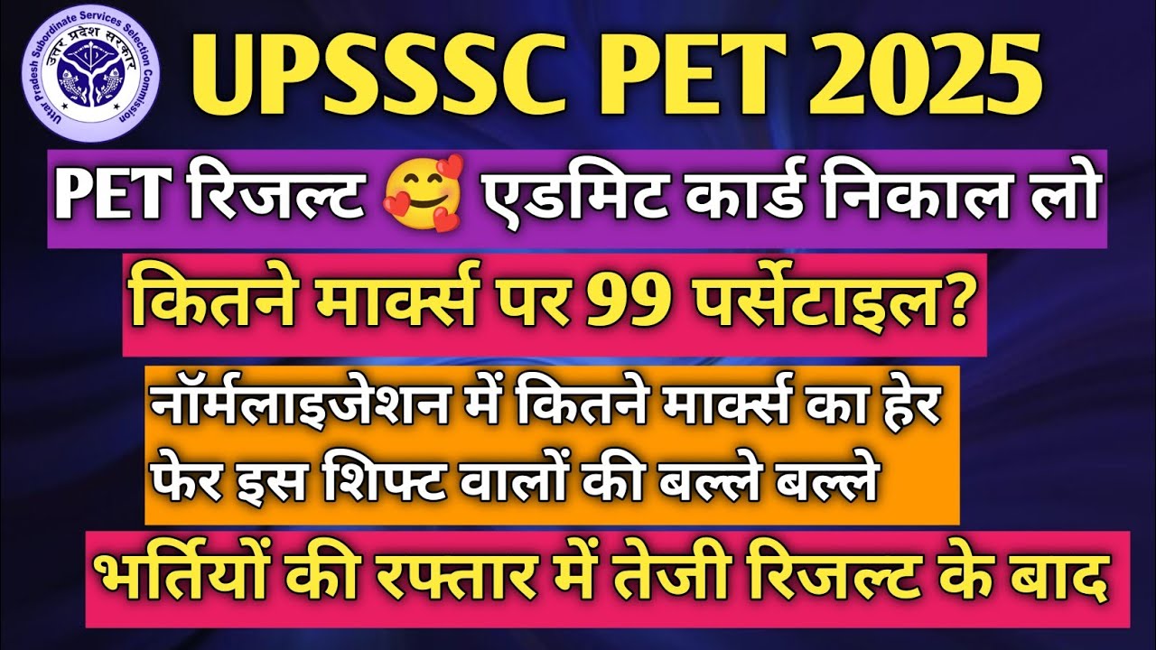 UPSSSC PET Result 2025🔥| Normalization & Percentile | CutOff&Score Check Update | UP PET Result Date