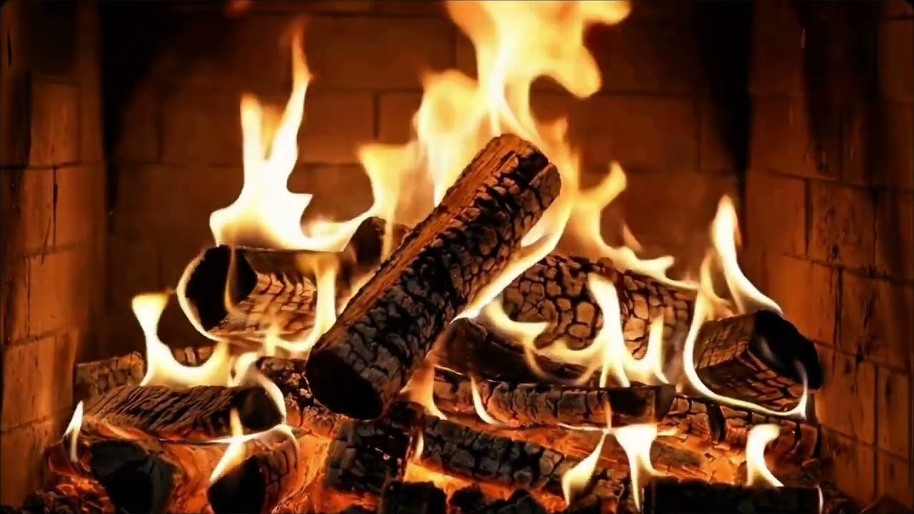 Fireplace Night of Calm(9hours)4K: Burning Logs,Crackling Sounds, Relaxation