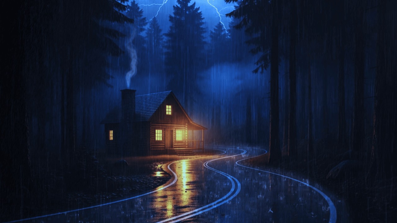 Cozy Sounds of Rain│Forest Cabin Ambience│Calm│Meditation