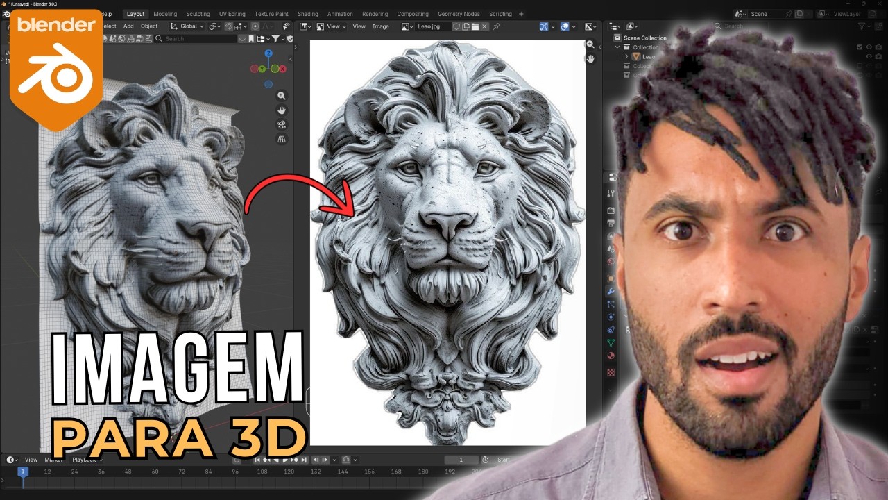 🔴Imagem para 3D em 7 CLIQUES! - (I.A Depth Map Displace)