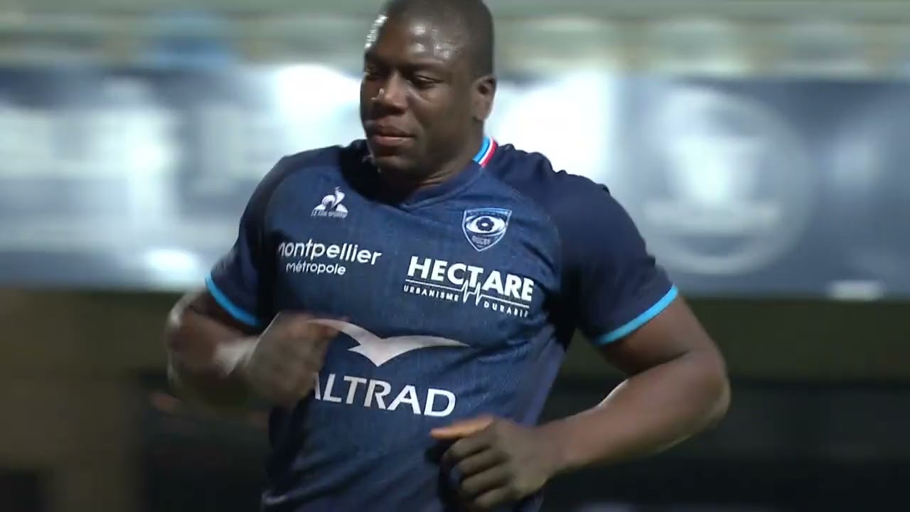 TOP 14 - Essai de Yacouba CAMARA (MHR) - Montpellier H&eacute;rault Rugby - Section Paloise