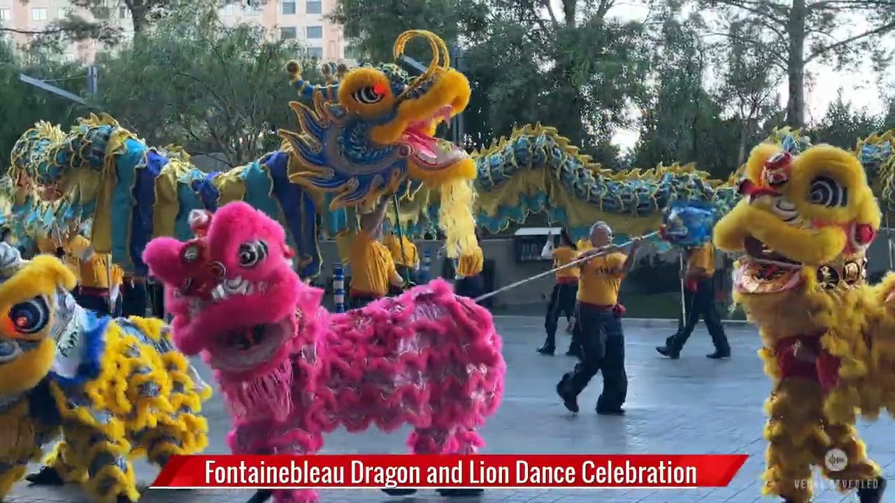 Празднование Лунного Нового года в отеле Fontainebleau Las Vegas | Танцы дракона и льва