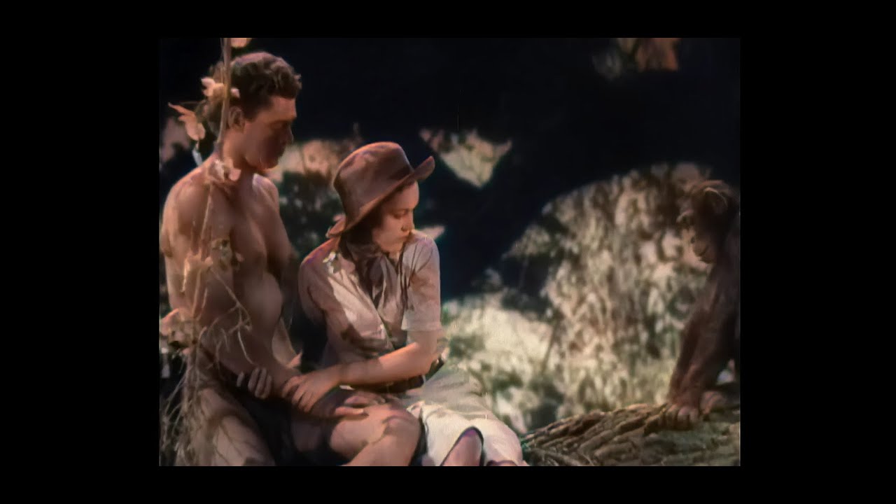 Johnny Weissmuller Maureen O'Sullivan Tarzan the Ape Man 1932 escene 1 colorized remastered 4K