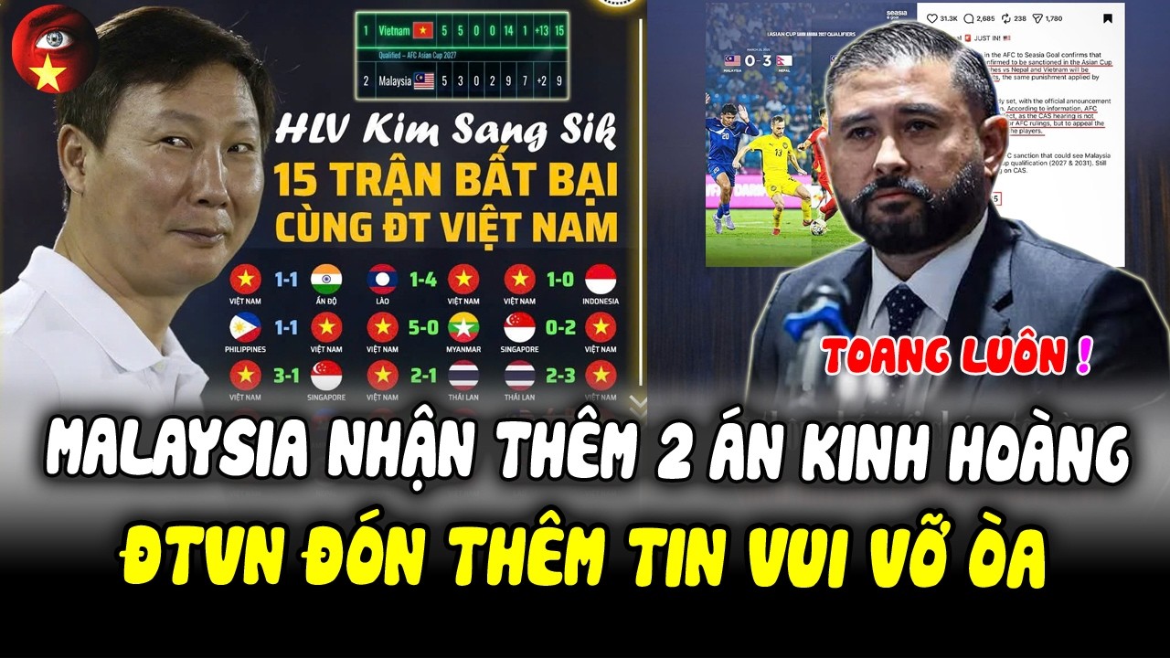 Sau Khi Bị Xử Thua 0-3, Malaysia Nhận Thêm 2 Trừng Phạt Kinh Hoàng, ĐTVN Đón Thêm Tin Vui Vỡ Òa!