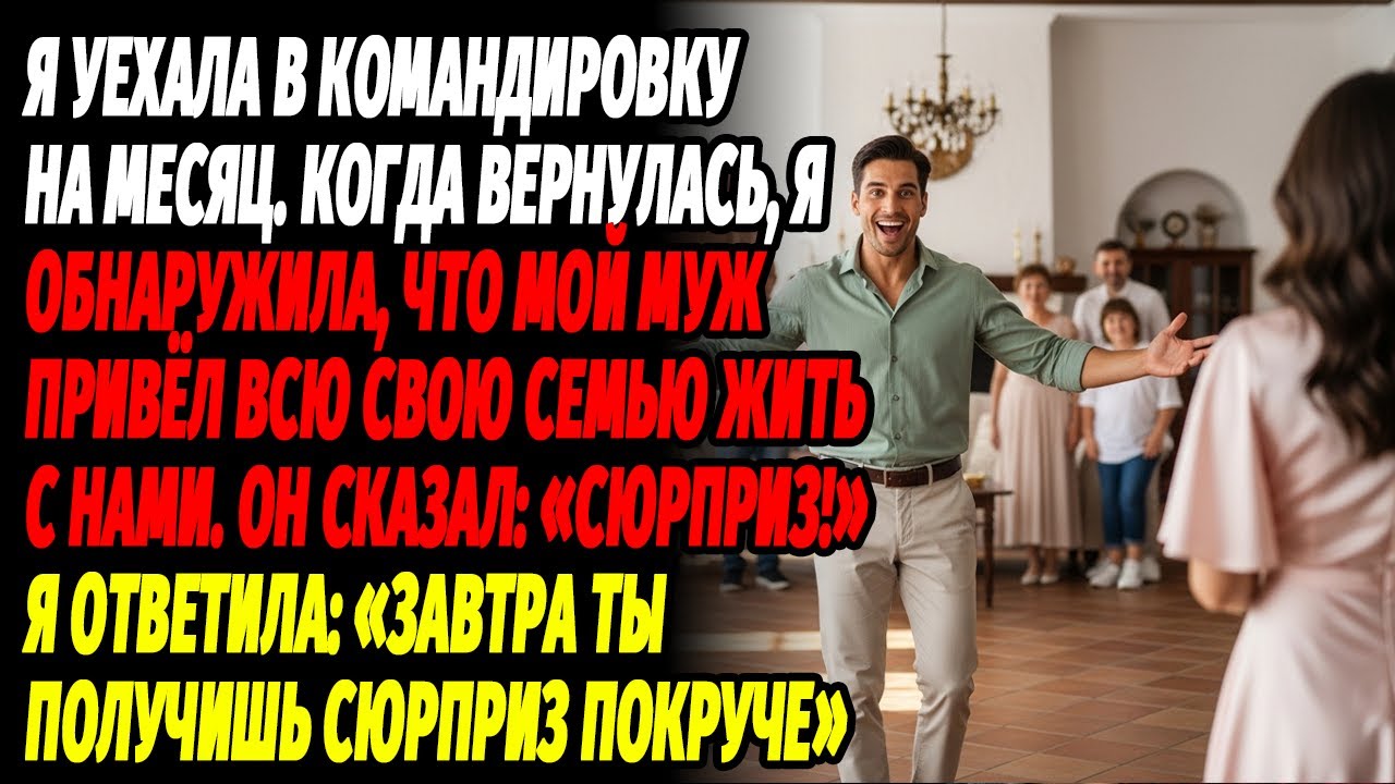 Я уехала в командировку на месяц. Вернувшись домой, увидела семью мужа — и тогда я…
