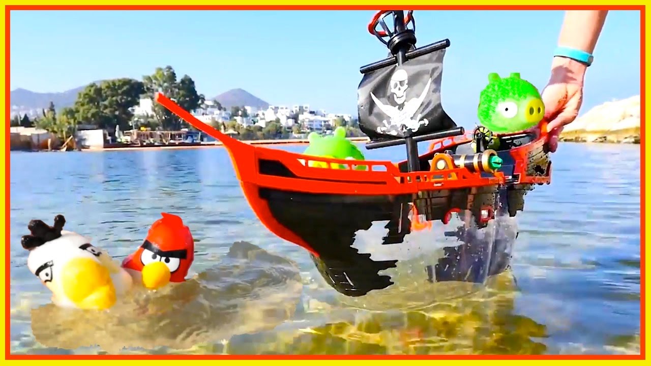 Angry Birds attack Evil PIRATE PIGS! - Toy stories for kids - Toy Videos for Children