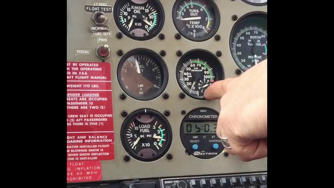 Bell 206 Longranger Helicopter Turbine engine start Instruments
