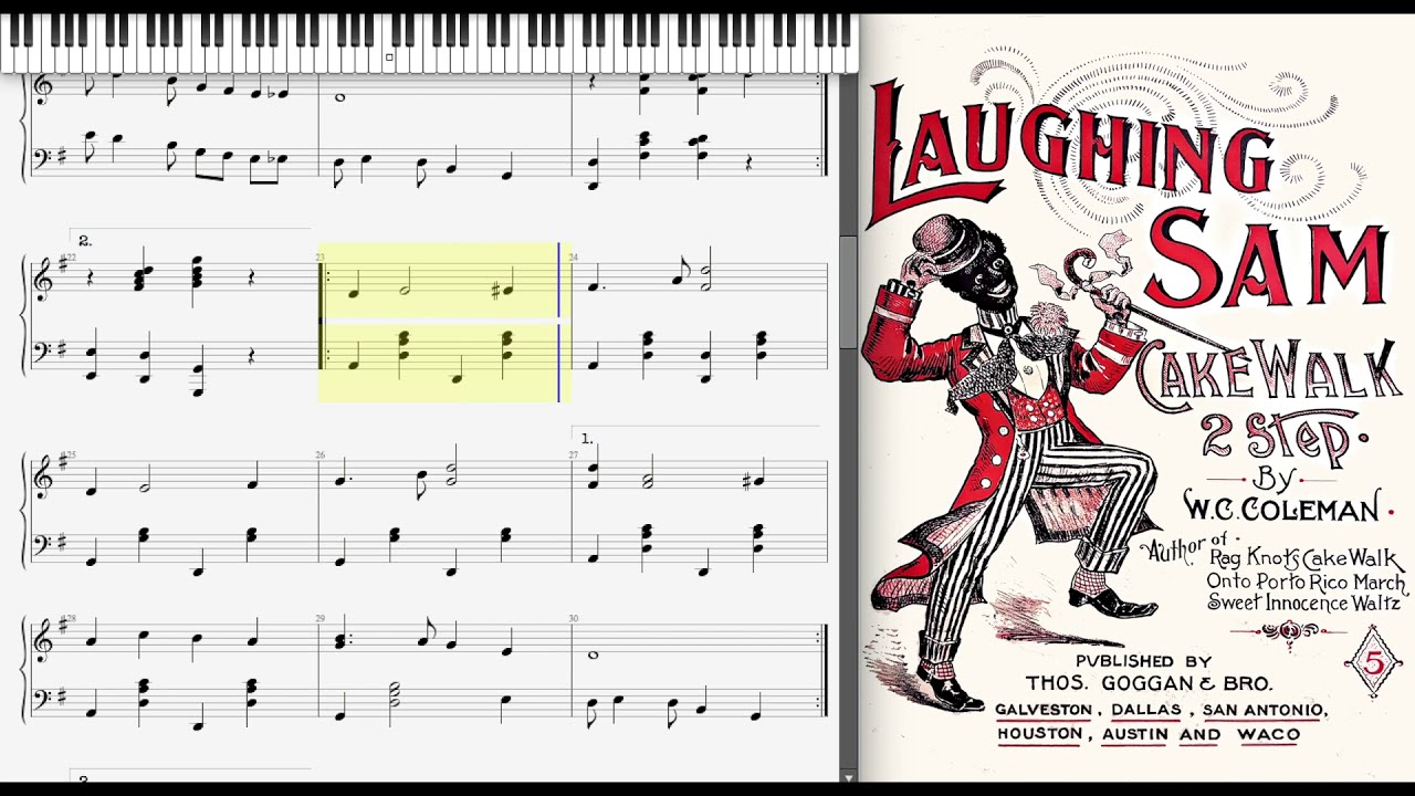 Laughing Sam by W. C. Coleman (1900, Ragtime piano)