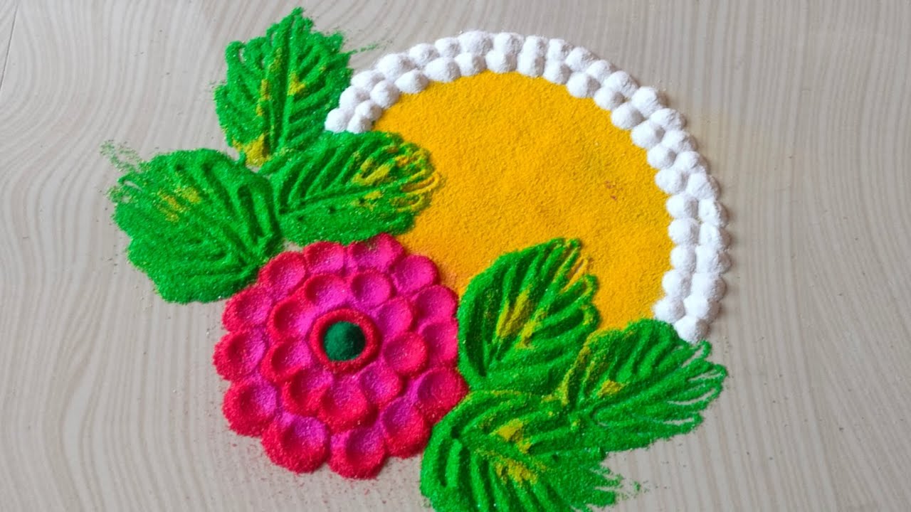 Simple yet elegant rangoli 🤩. #youtubevideo #easyrangoli #rangolidesigns 