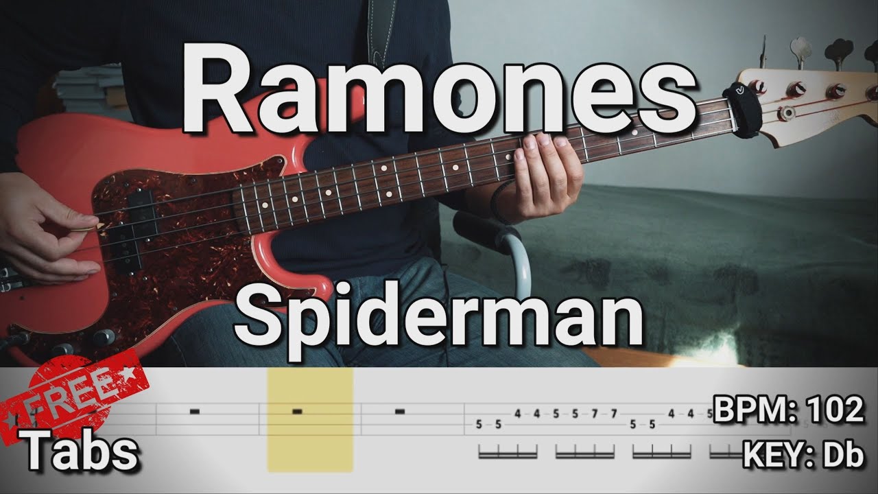 Ramones - Spiderman (Bass Cover) Tabs