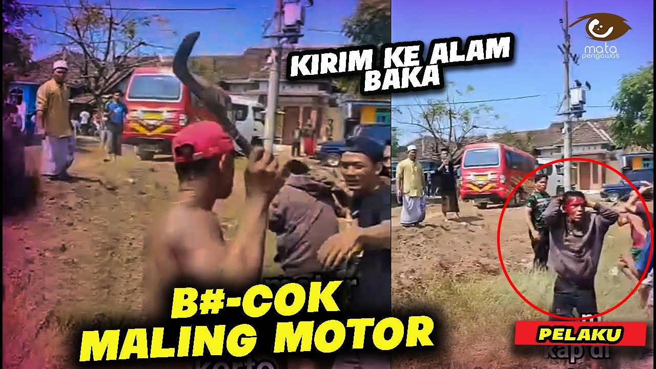 T# WAS DI TEMPAT‼️ Inilah Aksi Sadis Warga H4jar Maling Motor Tanpa Ampun, Celurit Jadi Pelaku Utama