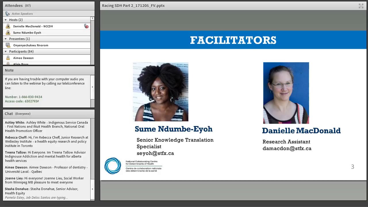 NCCDH Webinar: “Racing” the social determinants of health and health equity (Part 2 of 2) (2017)