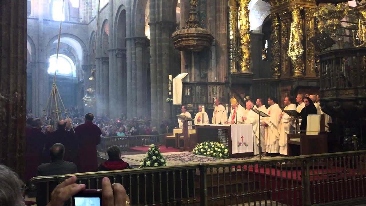 Swinging the censer at Santiago de Compostela, Spain