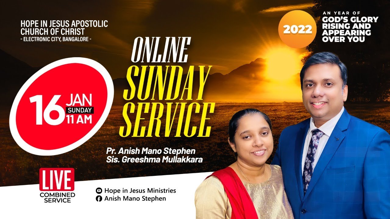 🔴 LIVE Online Sunday Service || 16th Jan 2022 || Pr Anish Mano Stephen || English - Malayalam