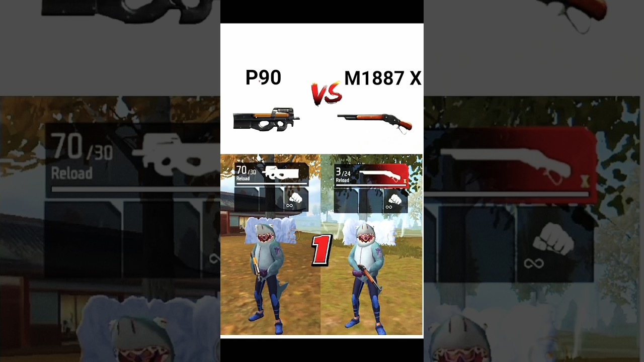 P90 vs M1887 X||Free Fire gun ability||who is best gun #freefire #shorts @zoroffxx #freefireclips