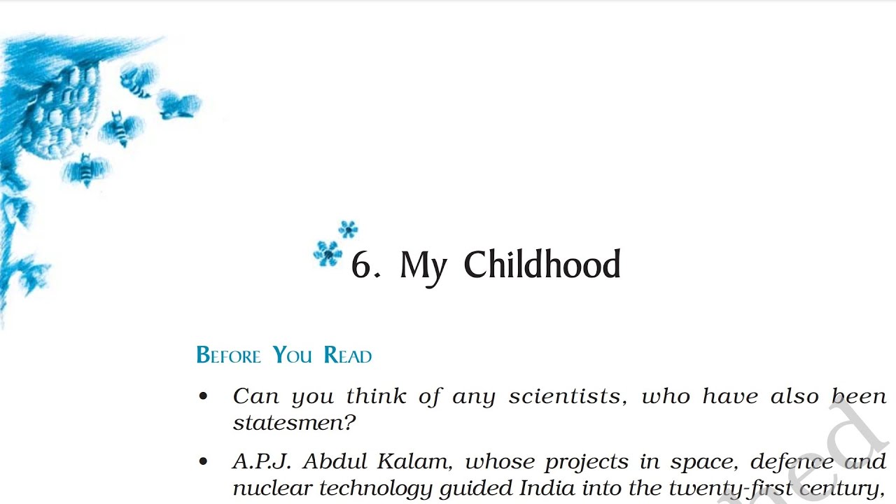 | My Childhood | Class 9 English Beehive |