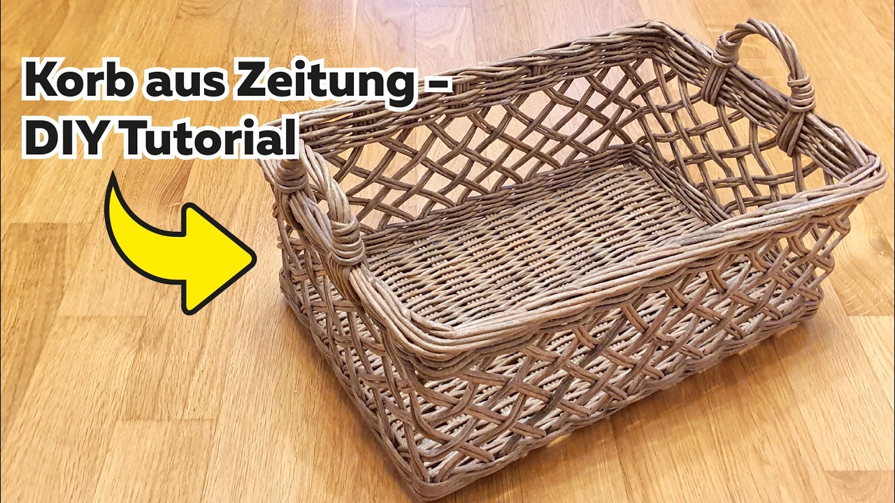 ✨ Upcycling Kunst: Rechteckiger Korb aus alten Zeitungen 🧺 DIY & Nachhaltige Bastelidee ♻️