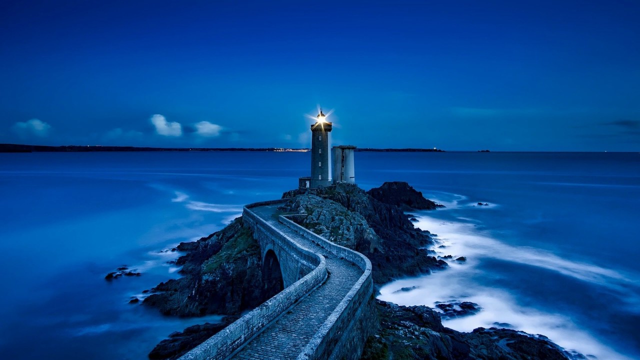 Lighthouse At Night By The Sea | ASMR Ambience Sound | 45 Minutes