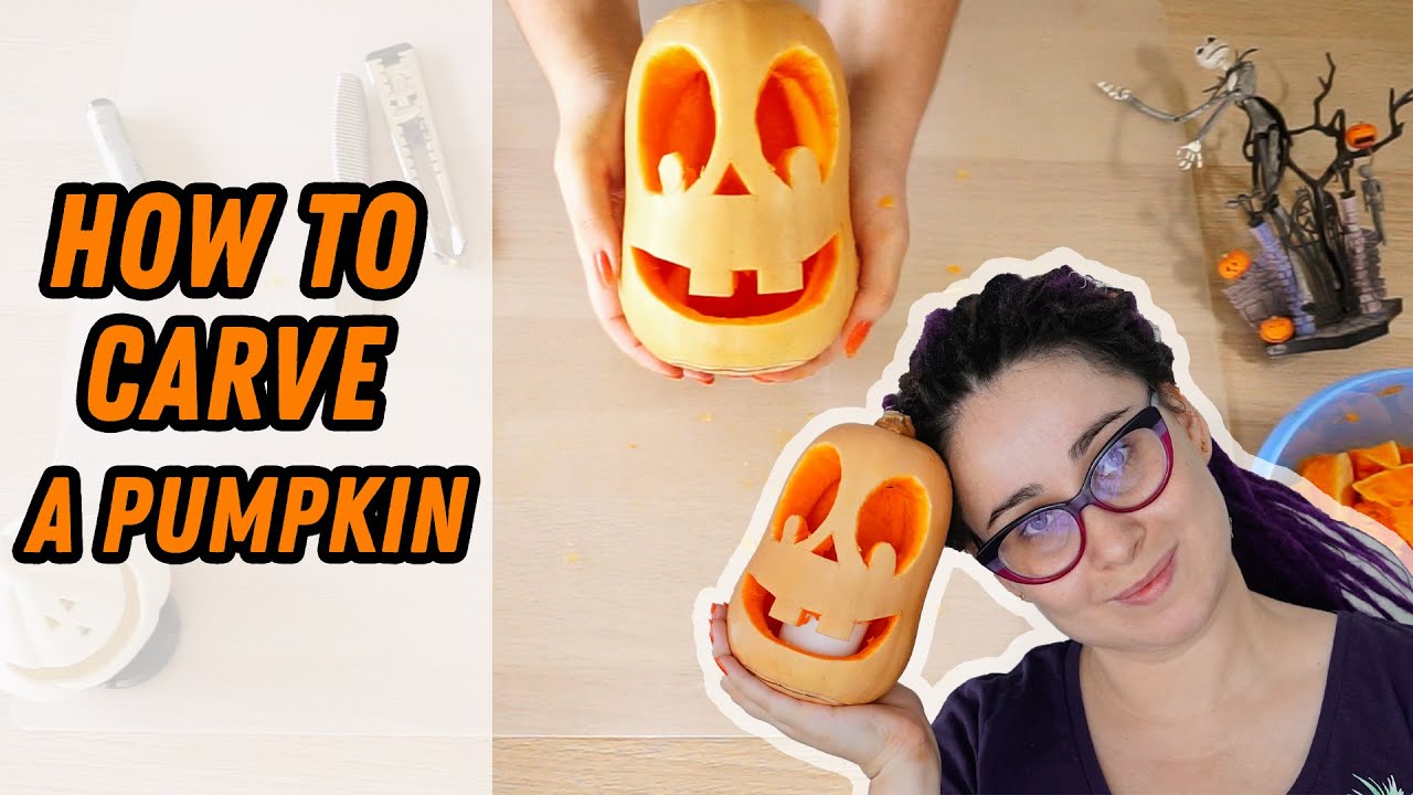 How to carve a PUMPKIN step by step + a legend about Jack-o'-lantern for English learners.