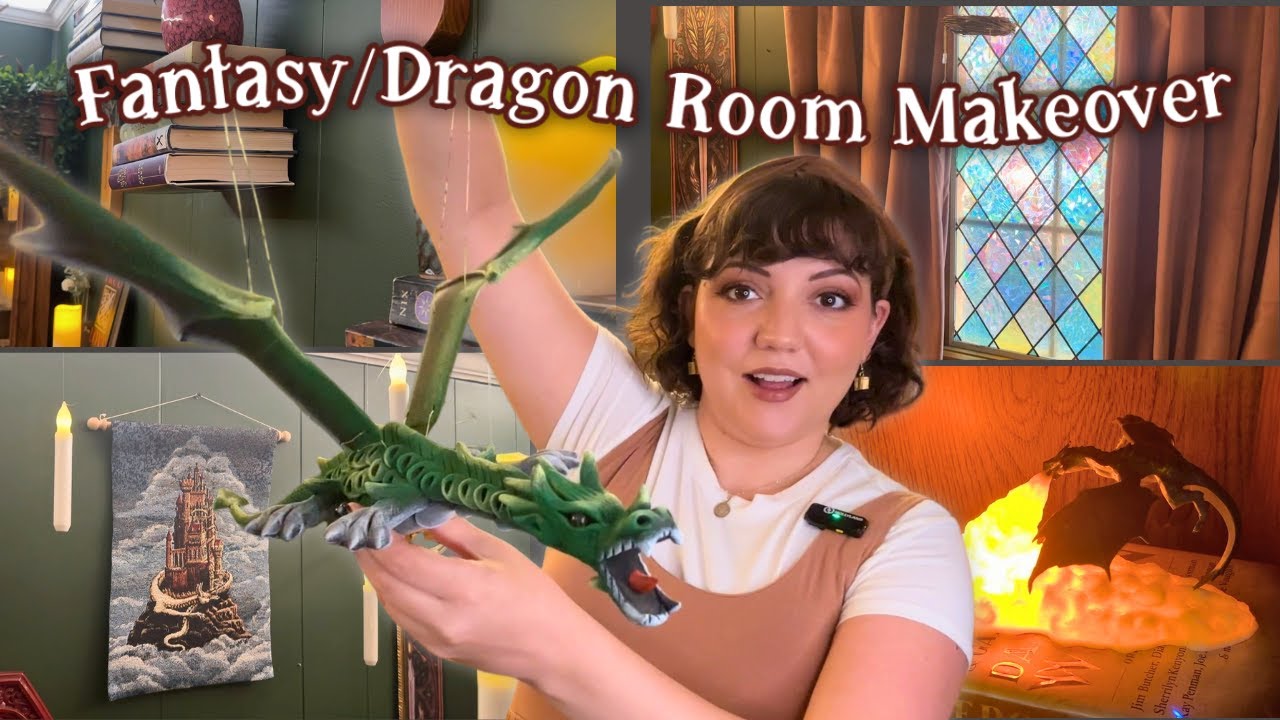 Dark Academia Room Makeover ⚔️ Redecorating library from cottagecore to a moody fantasy dragon vibe