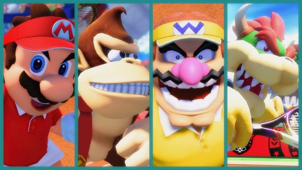 Mario Tennis Aces - Mario/Donkey Kong Vs. Bowser/Wario