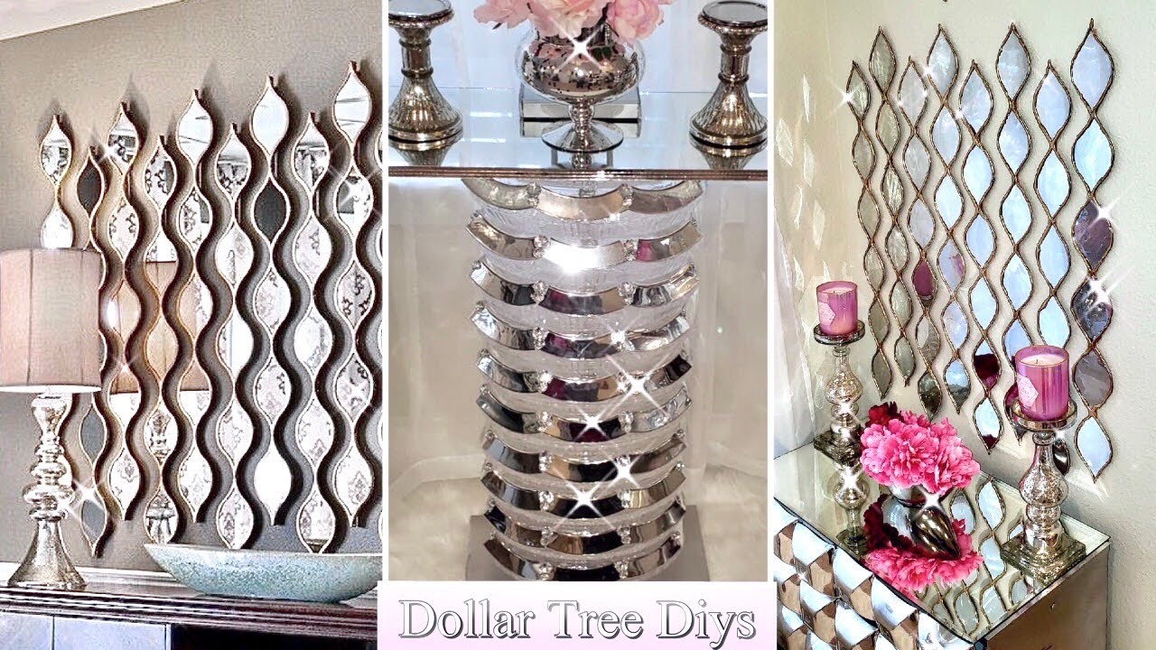DIY A MIRROR WALL AND TABLE USING ONLY DOLLAR TREE ITEMS! DIY HOME ON A BUDGET!