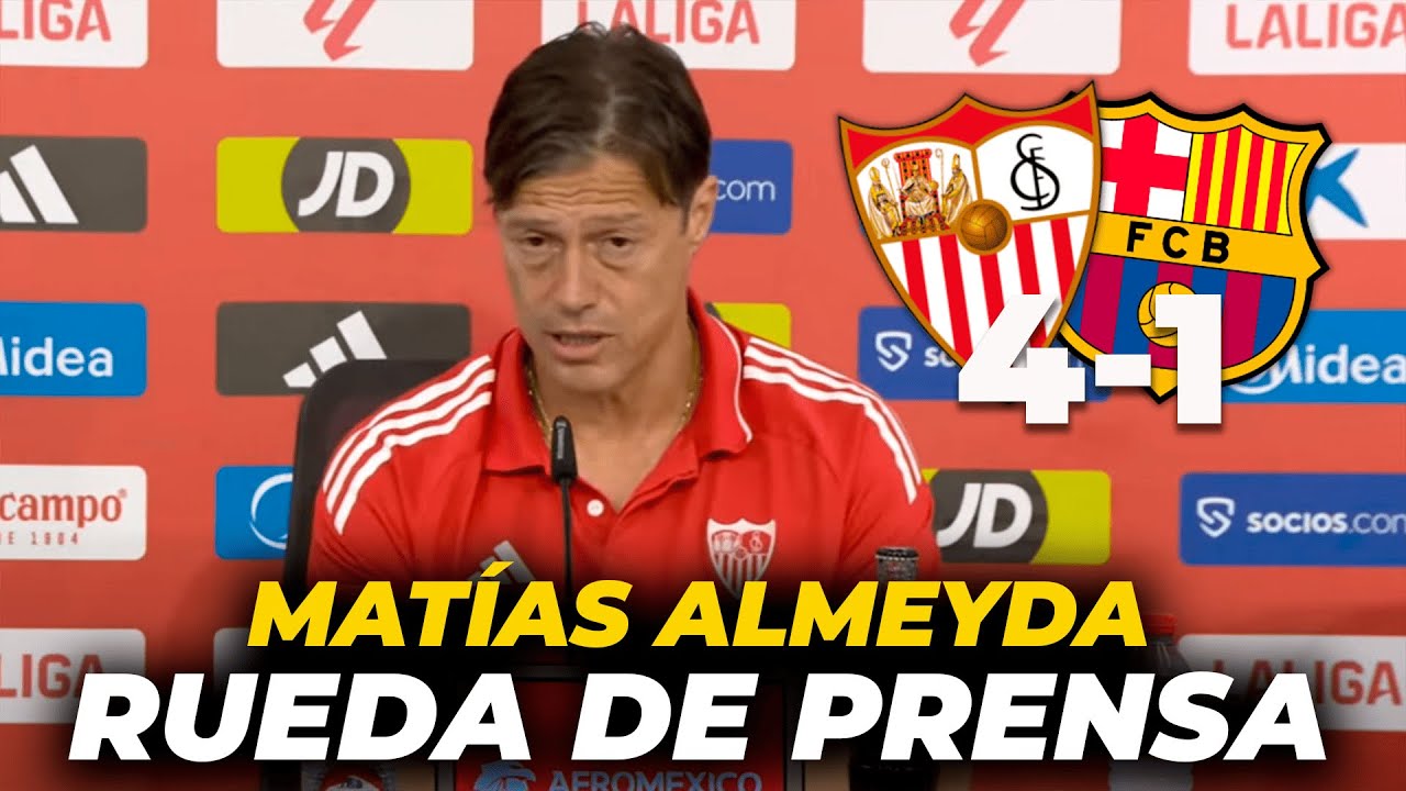 RUEDA de PRENSA de MATIAS ALMEYDA tras ganar SEVILLA 4 - FC BARCELONA 1