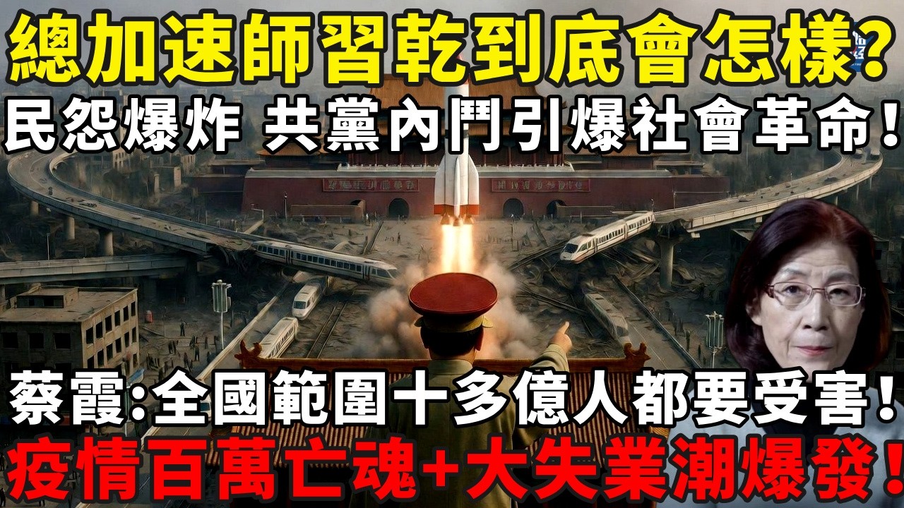 總加速師習乾到底會怎樣？蔡霞：全國範圍十多億人都受害！疫情百萬亡魂+大失業潮爆發！民怨爆炸，共黨內鬥引爆社會革命！#蔡霞#習近平#張又侠#中共內鬥#軍隊政變#中國經濟#中共崩潰#社會動盪#民不聊生